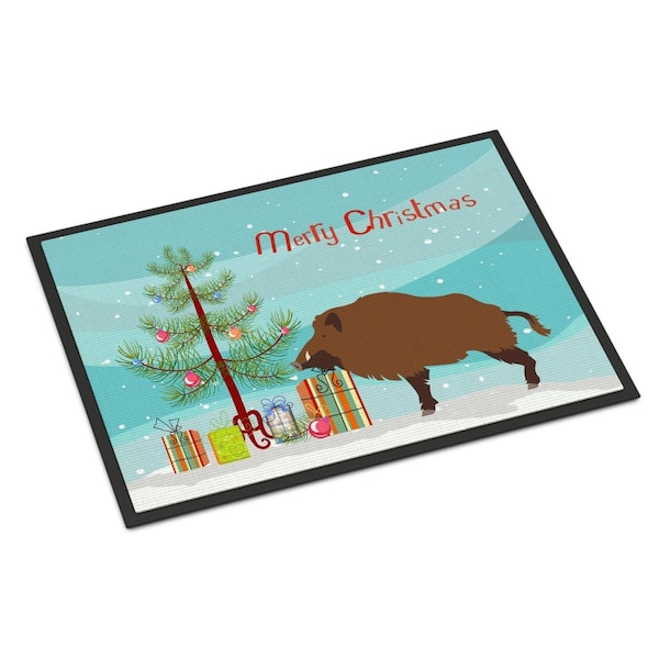 Carolines Treasures Wild Boar Pig Christmas Indoor or Outdoor Mat, 18 x 27 in. BB9303MAT - main